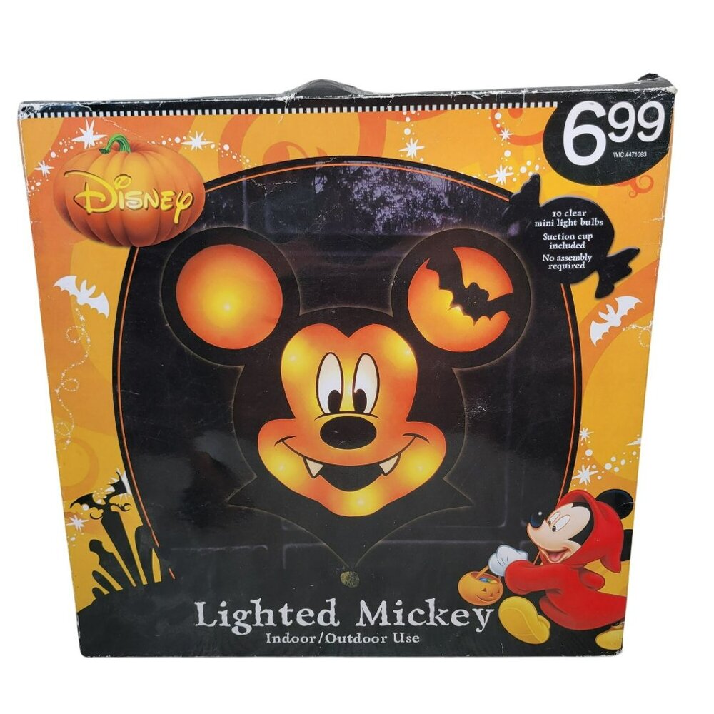 Disney Halloween Lighted Mickey Pumpkin Vampire Bat Indoor Outdoor Light Up READ